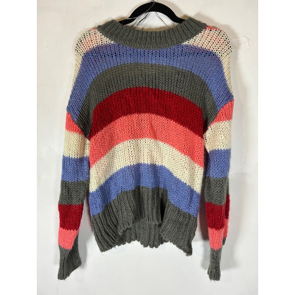 Freshman 1996 M Colorblock Chunky Open Knit Sweater Striped Grandpacore Academia